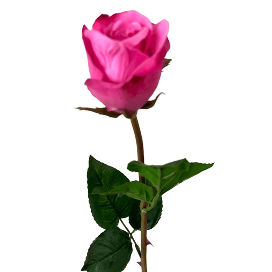 Zijden Bloem Roos real touch donker roze