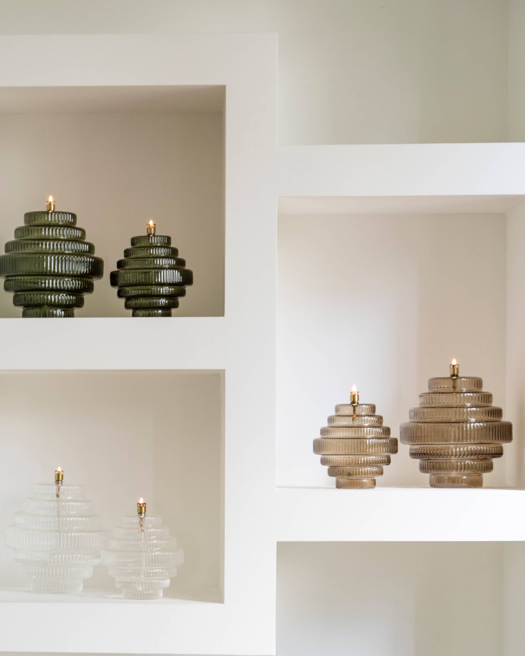 Glazen olielamp Twin – 2 maten - Groen
