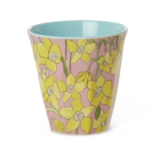 Melamine beker medium Daffodils print- Rice