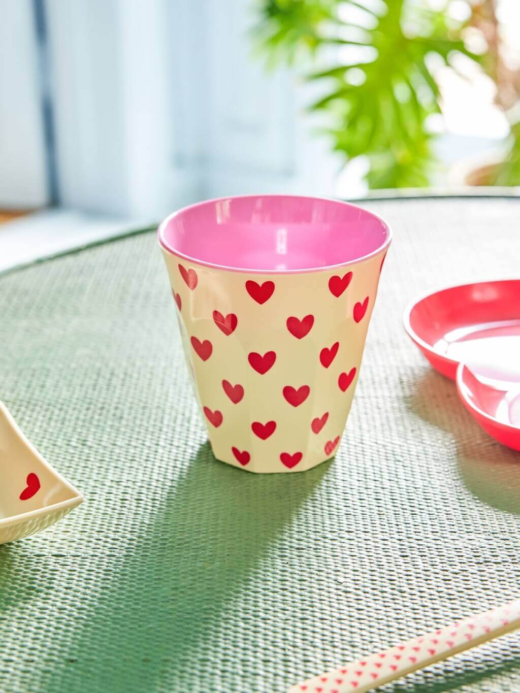 Melamine beker medium Darling Hearts print - Rice