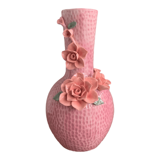Keramiek sculptuur vaasje Flower roze