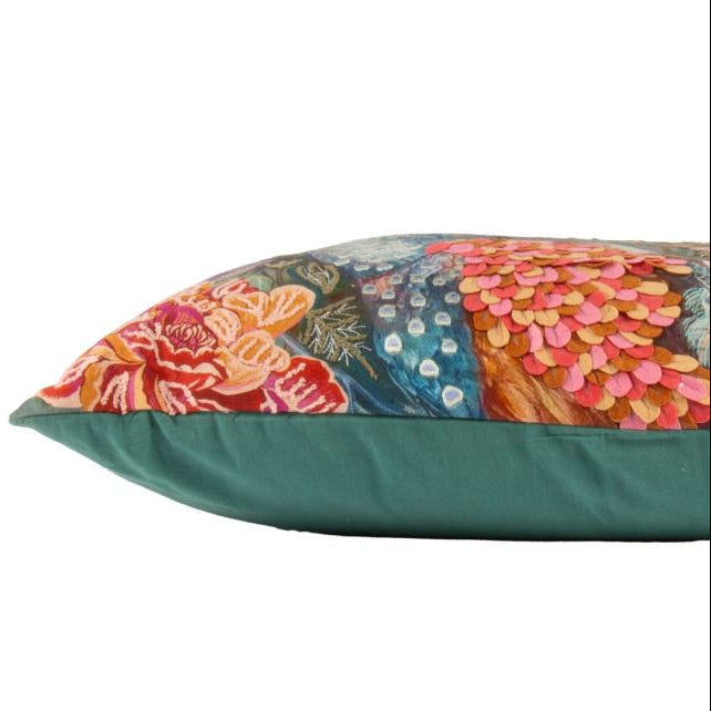 Sierkussen Plume Pauw Bloemen 40×60 cm