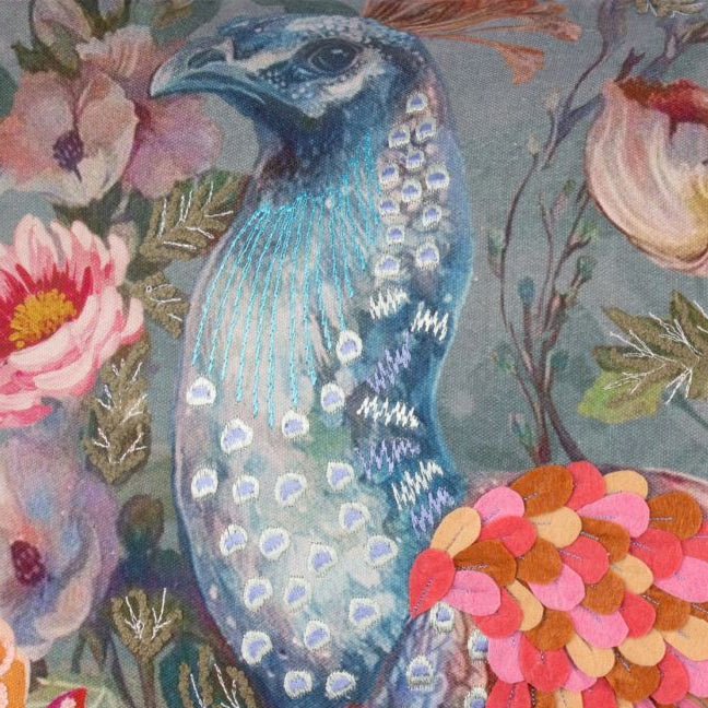 Sierkussen Plume Pauw Bloemen 40×60 cm
