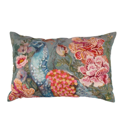 Sierkussen Plume Pauw Bloemen 40×60 cm