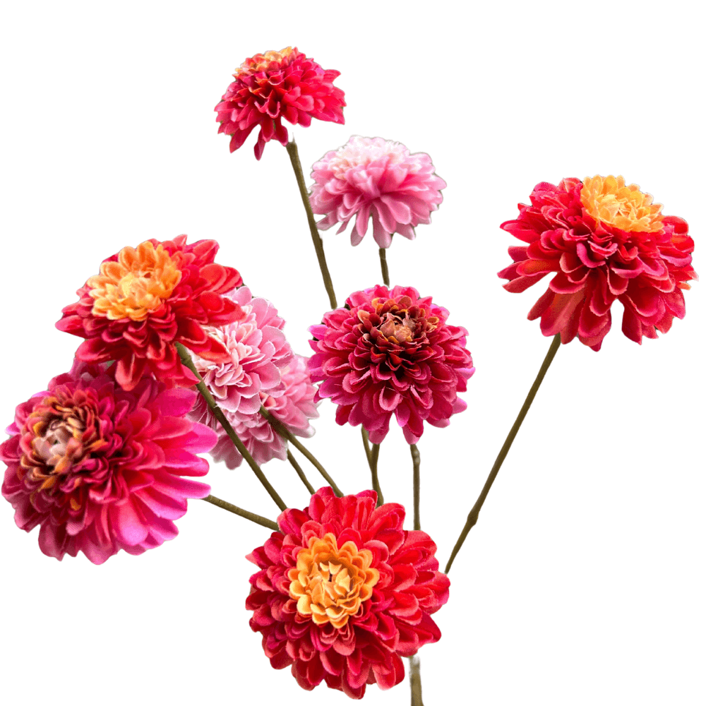 Mini Dahlia kunstbloem - warm rood/oranje -Silka -– 65cm