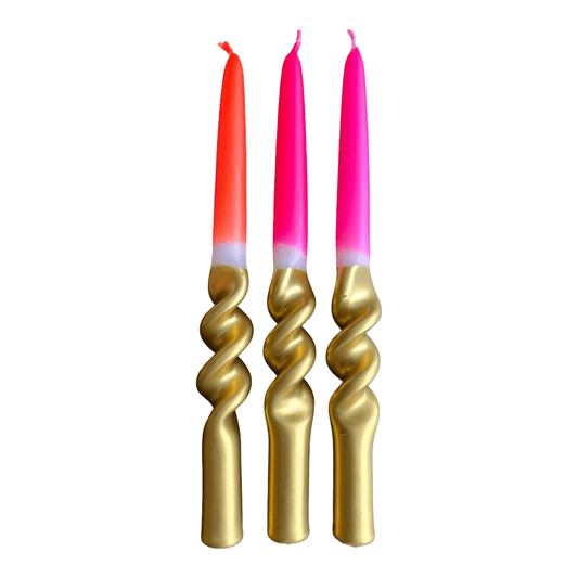 Dip Dye Kaarsenset Golden Hour Swirl  - Roze & Goud (3-Pack)