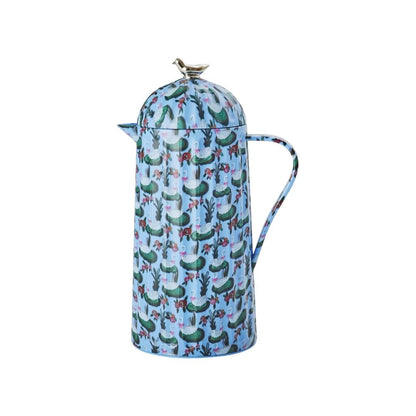 Blauwe Thermos met Zwanenprint – Dubbelwandige Isolatie, 1L - Rice