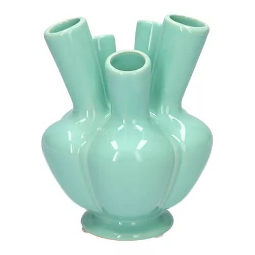 Moderne Tulpenvaas in licht blauw – 5 Tuiten – 26 cm Hoog