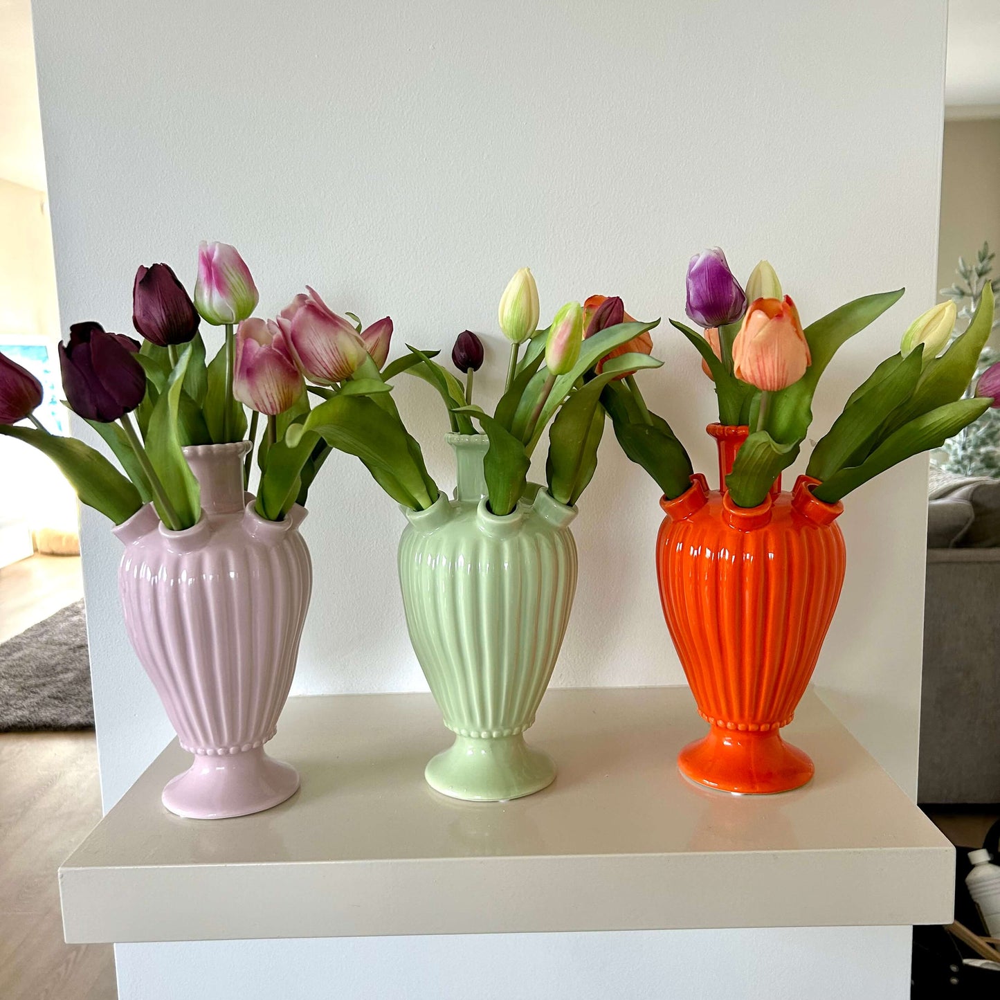 Tulpenvaasje in pastel groen - 24cn hoog