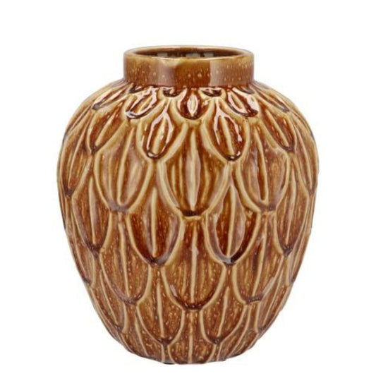 Vaas van aardewerk in de kleur bruin van 30cm hoog