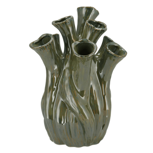 Aglio Vase mit 9 Röhren - Grün - in 2 Größen