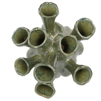 Aglio Vase mit 9 Röhren - Grün - in 2 Größen