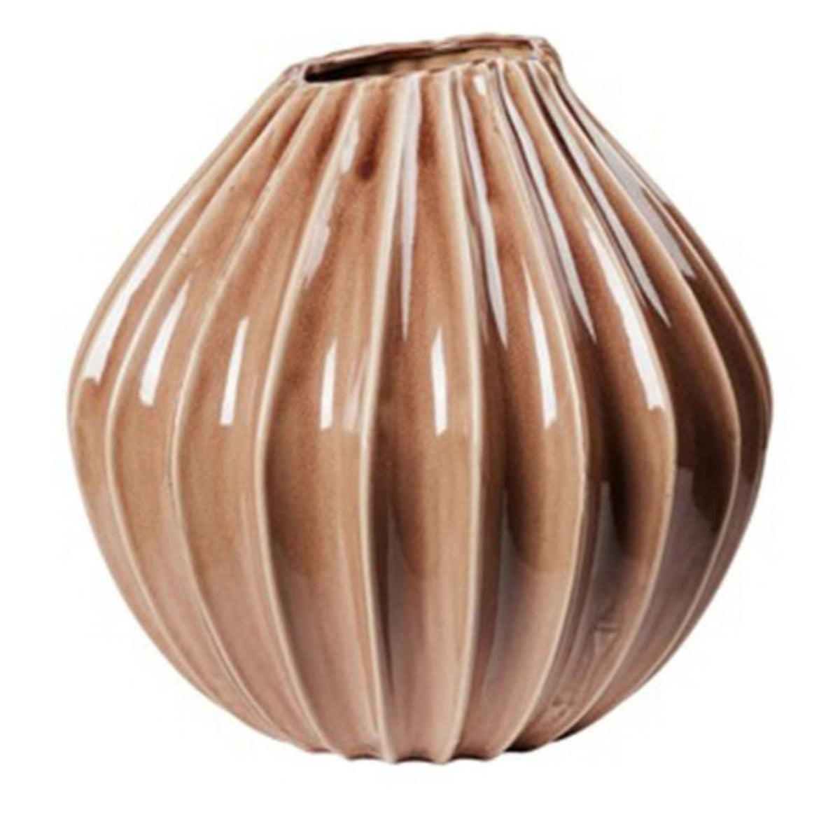 Broste Copenhagen vaas bruin  - Ø25 cm – Keramiek