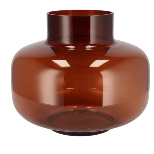 Glazen Vaas Amber – Rond Model – 25 cm Hoog