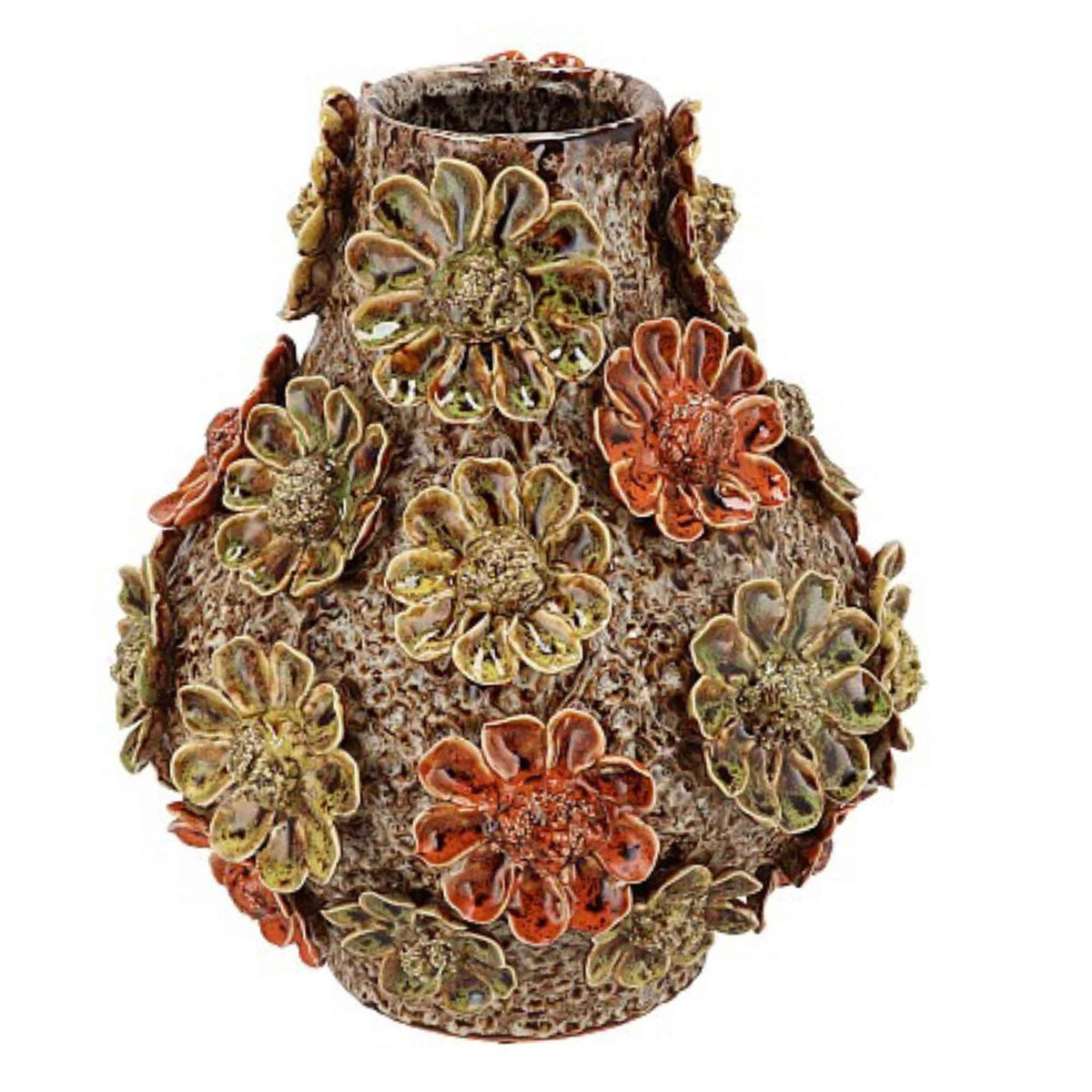 Keramieken vaas met bloemen en leopardprint – 28 cm