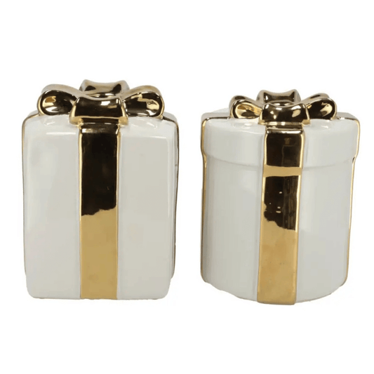 Vaas Cadeautje – Crème met Goud - in 3 maten