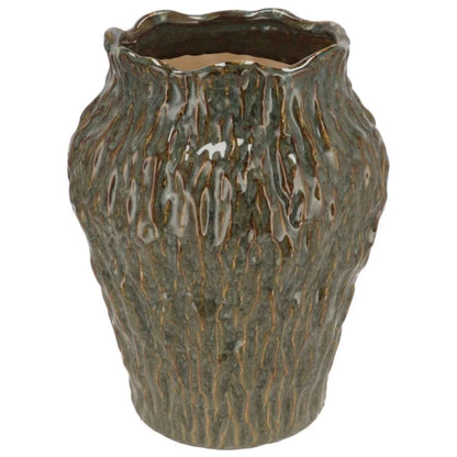 Groene vaas met natuurlijke structuur - 32 cm