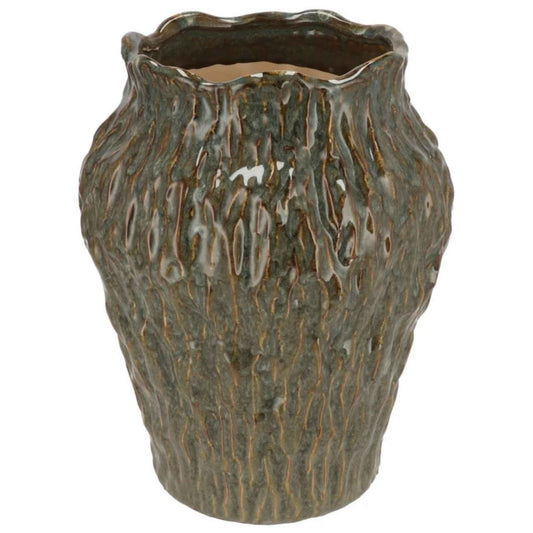 Groene vaas met natuurlijke structuur - 32 cm