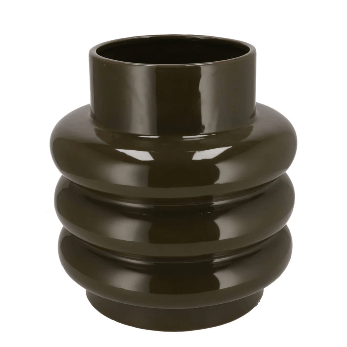 Grote olijfgroene vaas/pot - 30 cm