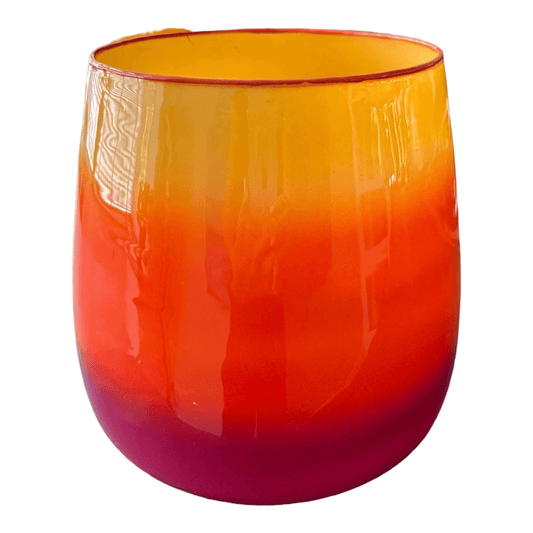 Glazen Vaas Geel Oranje Paars - 20cm - Colmore