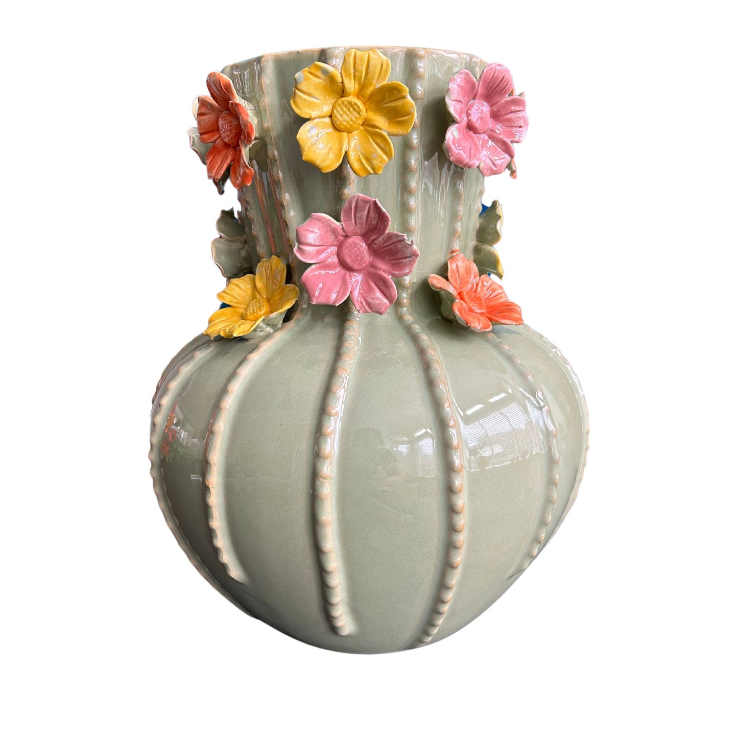 Flower pistache groen vaas 27cm hoog