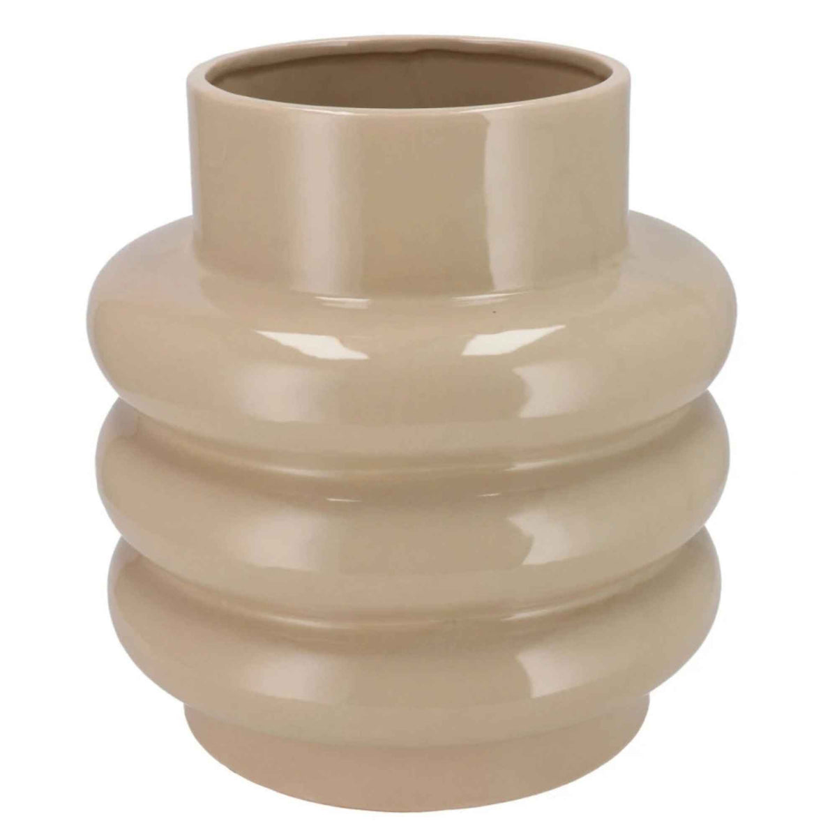 Grote zandkleurige vaas/pot - 30 cm