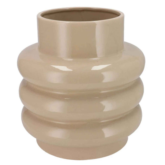 Grote zandkleurige vaas/pot - 30 cm