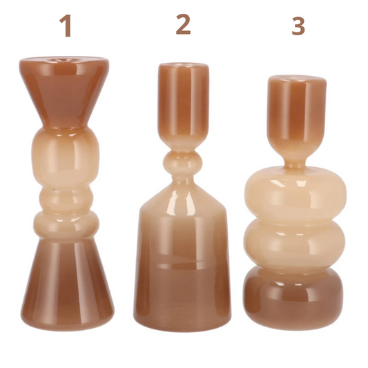 Glazen Vazen – 21 cm Hoog – Warme Koffietinten