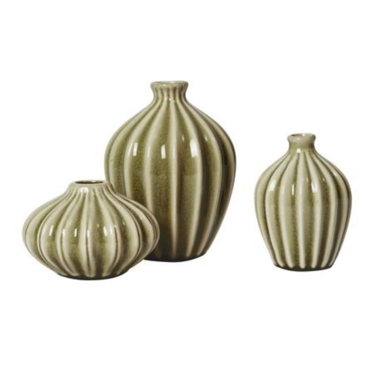 Broste Copenhagen Amalie – Set 3 groene vaasjes