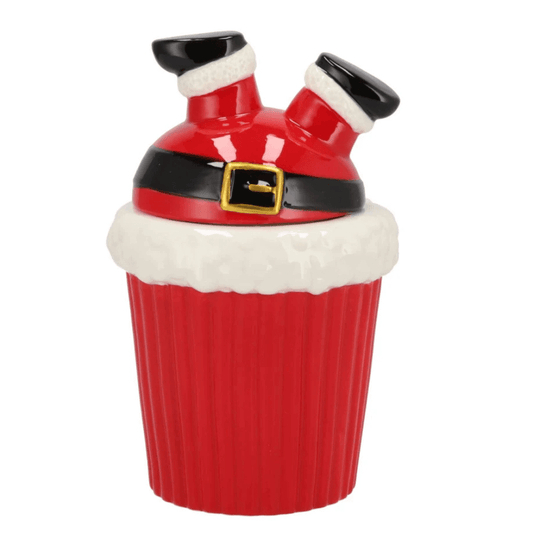 Voorraadpot Kerstman op z’n kop – Rood – 21 cm hoog