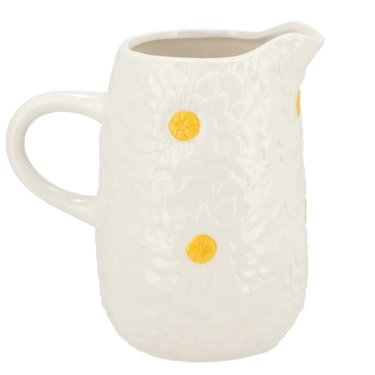 Waterkan  met bloemenmotief – wit