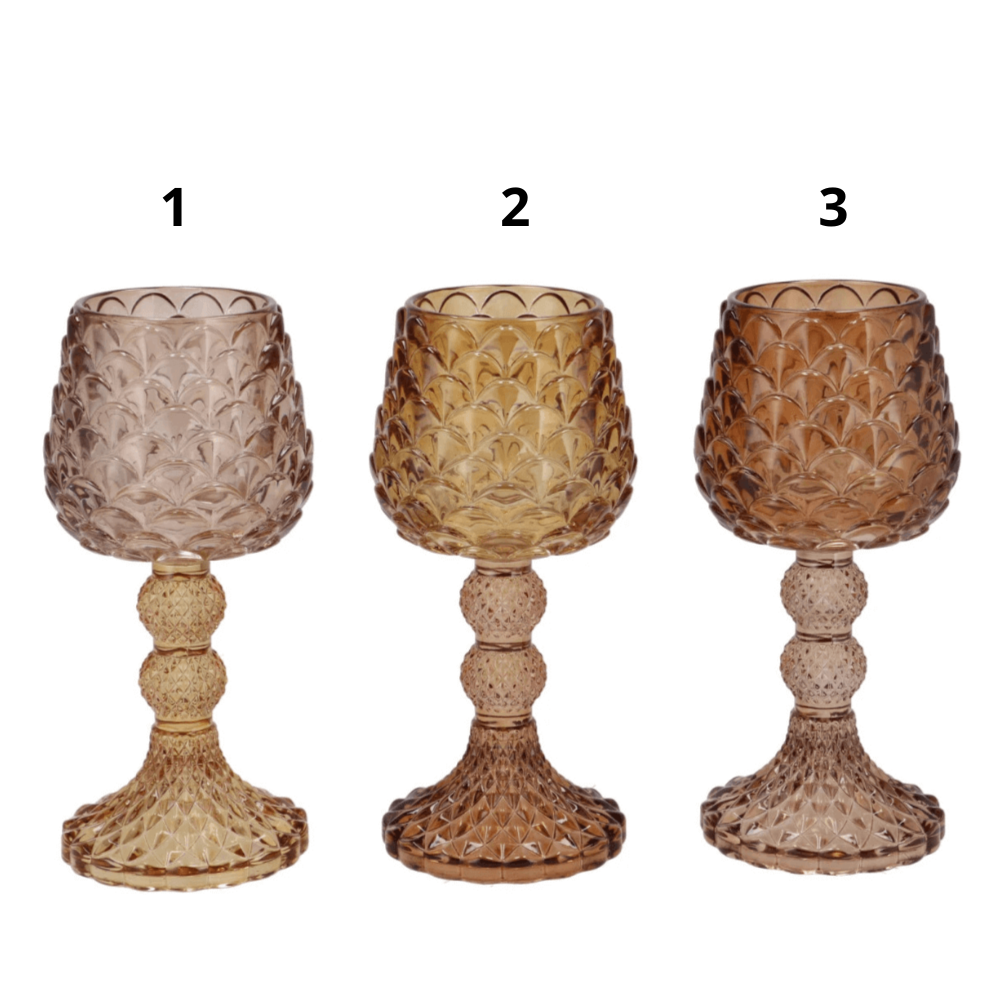 Glas-Teelicht in Tannenzapfenform - braun - in 2 Größen