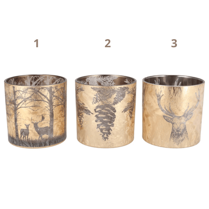 Teelichthalter mit Herbstmotiv in drei Größen - Gold