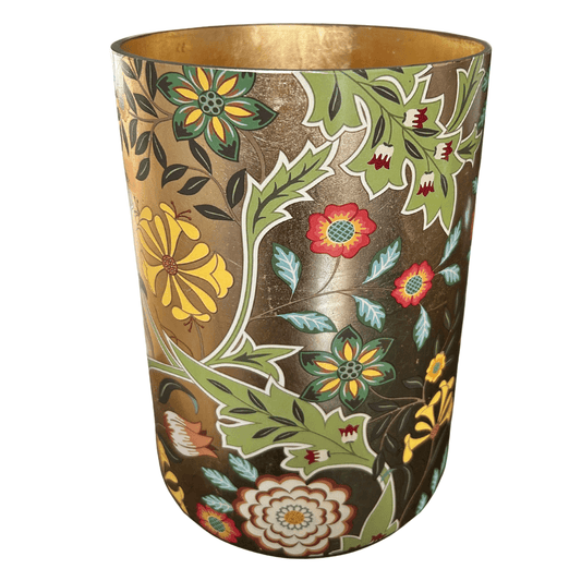 Windlicht of Vaas – Goud met Bloemenprint – 25 cm Hoog