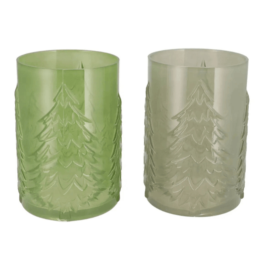 Cozy Green Frosted Windlicht –  in 2 maten