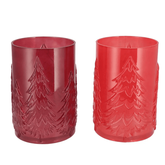 Windlicht Cozy Red Frosted –  in 2 maten