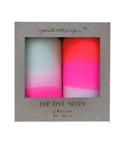 Dip Dye kaars neon set van 2- Peppermint Cherries