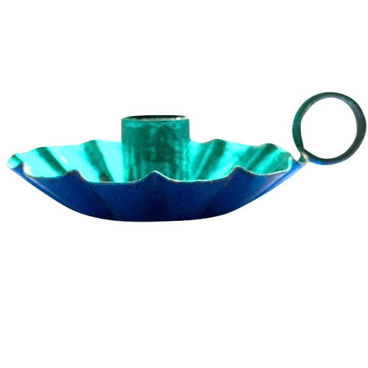 Kandelaar Flower aqua / kobalt blauw metallic maat S