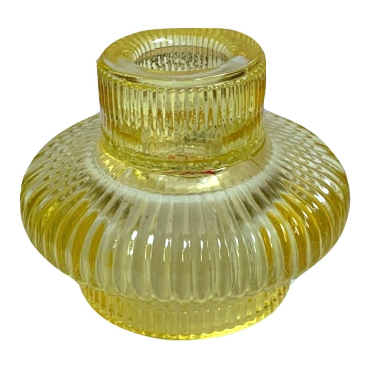 Glazen kandelaar/ waxine houder in geel