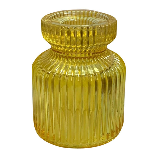 Glazen kandelaar / waxinehouder in geel