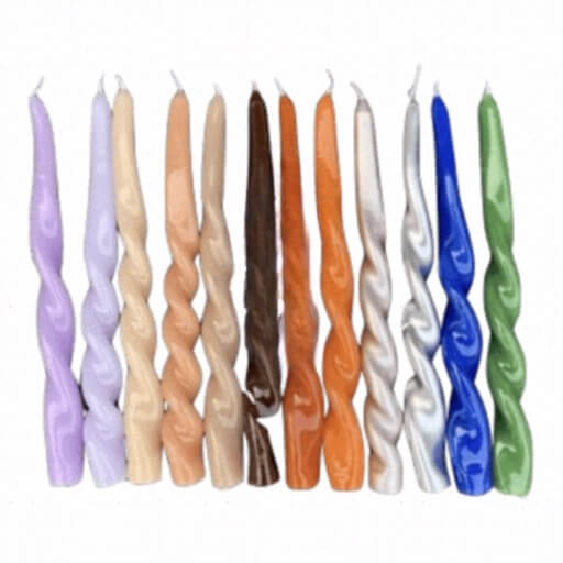 Kaars hoogglans swirl in 12 kleuren van Ravie