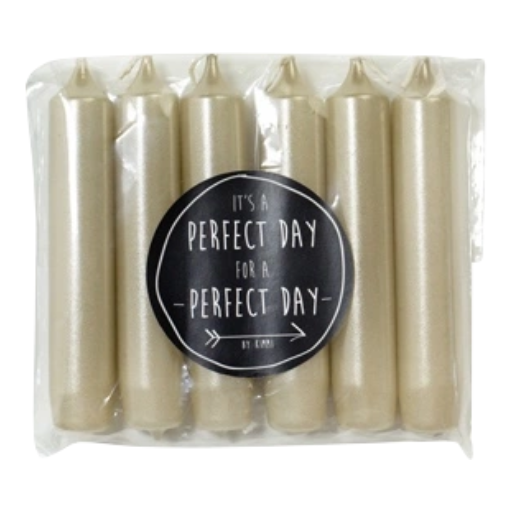 Kaarsen Rustik Lys champagne parelmoer verpakt per 6