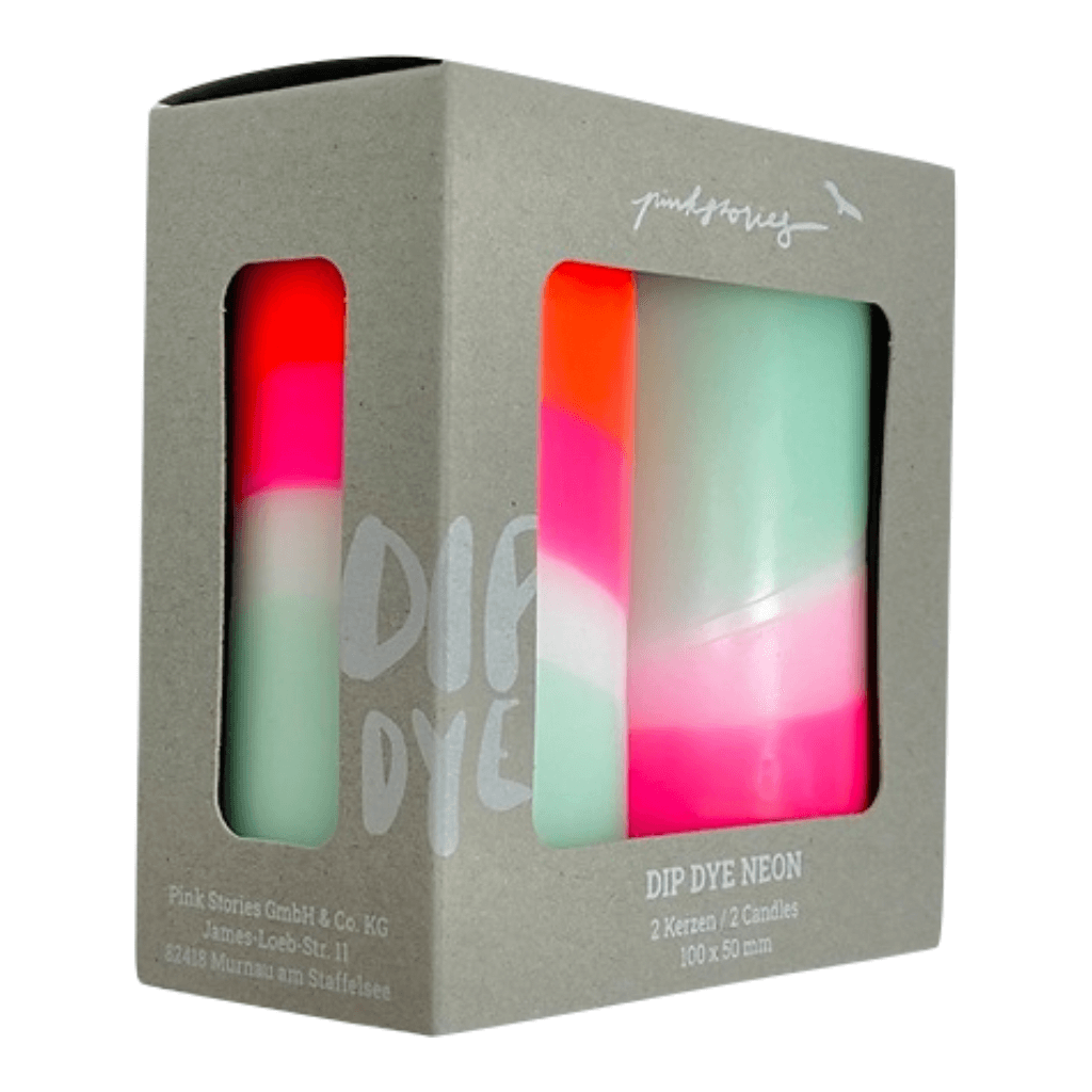 Dip Dye kaars neon set van 2- Peppermint Cherries