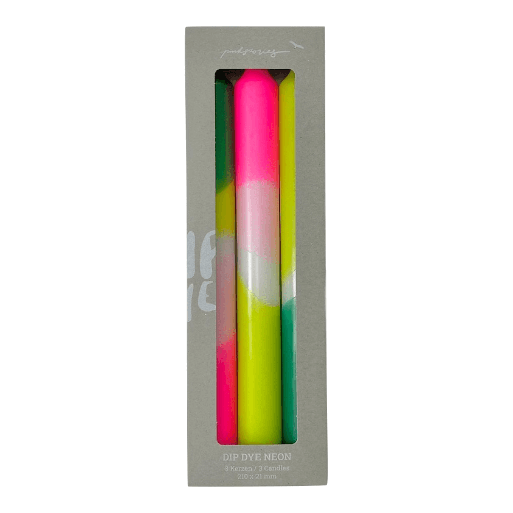 Dip Dye Neon Green Splash kaarsen per 3 verpakt