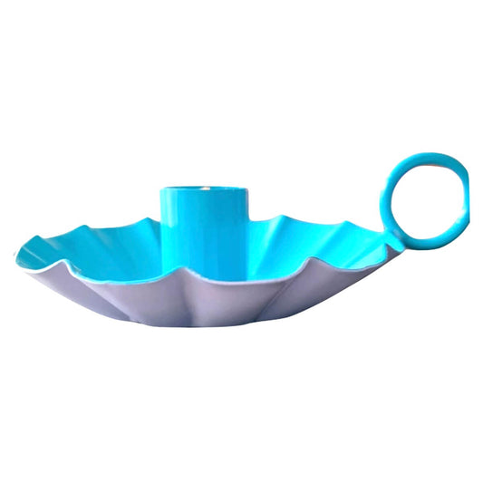 Kandelaar Flower aqua blauw / roze maat S en M