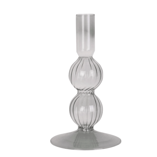 Glazen kandelaar Swirl Bubbles Grijs