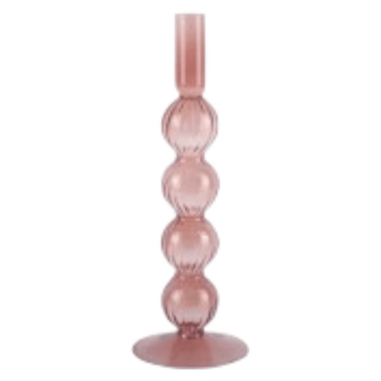 Glazen kandelaar Swirl Bubble roze large