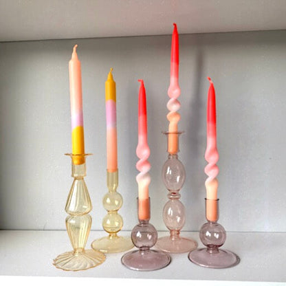 Dip Dye Swirl Flamingo Wedding kaarsen per 3 verpakt