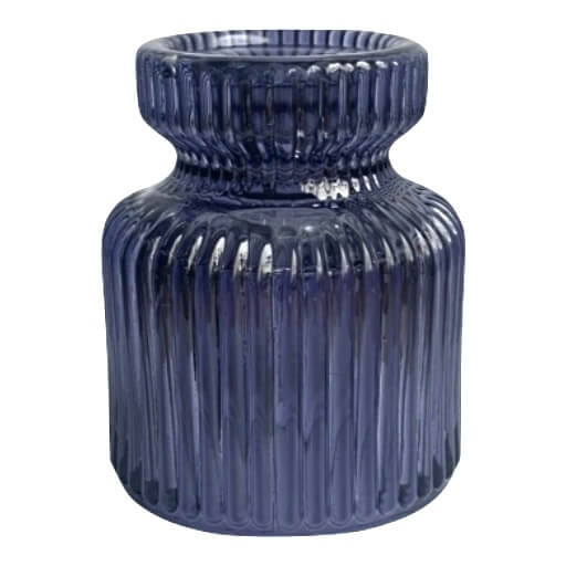 Glazen kandelaar / waxinehouder blauw