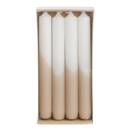 Dipped kaarsen wit/oudroze per 4 stuks verpakt